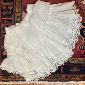 Love shack fancy tiered cotton white skirt medium/2